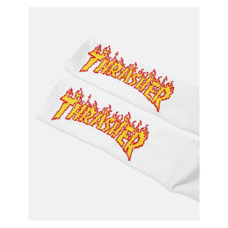 Thrasher Socks Flame Logo Crew White