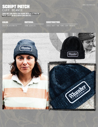 Thunder Trucks Beanie Script Patch Cuff Grey/Black/White
