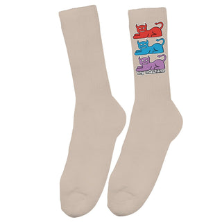Toy Machine Skateboards Socks Triple Cat Tan