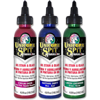 Unicorn Spit Concentrated Gel Stain and Glaze 4.0oz Galaxy Sparkle Collection 3-Pack