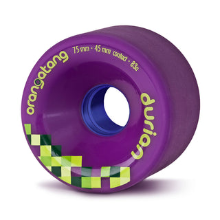 Orangatang Longboard Wheels Durian Purple 75mm 83A with Loaded Jehu V2 Bearings