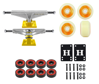 Venture Skateboard Trucks OG Dots 5.0 (7.63") with 52mm Wheels, Bearings, Hardware