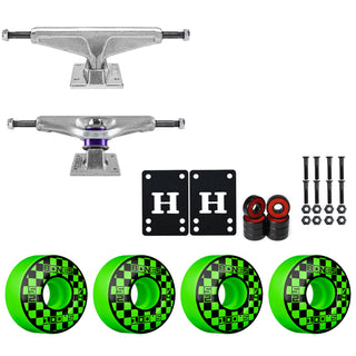 Venture Skateboard Trucks 8.0" High Kit Bones 52mm V4 Block Party Green Wheels/Bearings/Hardware