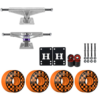 Venture Skateboard Trucks 7.6" Low Kit Bones 52mm V4 Block Party Orange Wheels/Bearings/Hardware