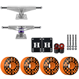Venture Skateboard Trucks 8.0" High Kit Bones 53mm V4 Block Party Orange Wheels/Bearings/Hardware
