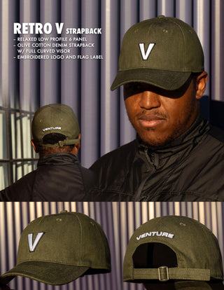 Venture Trucks Hat Retro V Strapback Olive Denim