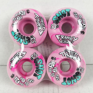 Snot Wheel Co. Skateboard Wheels 53mm Franky Villani Skulls 99A Pink Swirl
