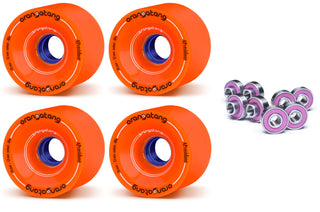 Orangatang Longboard Wheels 4President Orange 70mm 80A with Loaded Jehu V2 Bearings