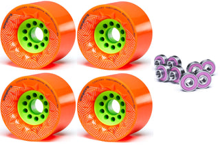 Orangatang Longboard Wheels Caguama Orange 85mm 80A with Loaded Jehu V2 Bearings
