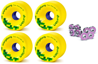 Orangatang Longboard Wheels Durian Yellow 75mm 86A with Loaded Jehu V2 Bearings