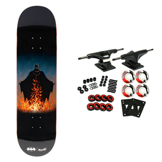 Welcome x Batman Skateboard Complete Bat Flames on Popsicle Black 8.5"