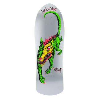 Welcome Skateboard Deck Miller Beast on Crossbone Metallic Silver 10.0" x 30.88"