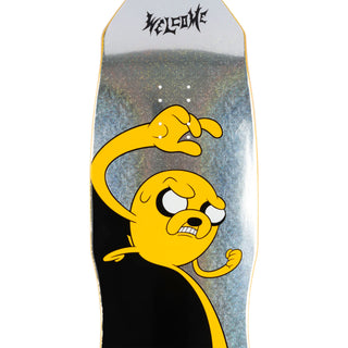 Welcome x Adventure Time Skateboard Deck Jake on Dark Lord Glitter/Black 9.75"