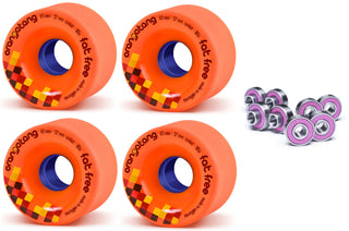 Orangatang Longboard Wheels Fat Free Orange 65mm 80A with Loaded Jehu V2 Bearings