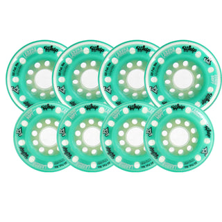 Labeda Whips Roller Hockey Wheels - Teal Soft HiLo Set 76mm/80mm - 8-Pack with Evo Spacers