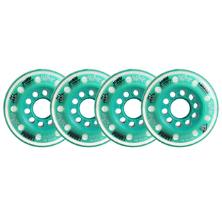 Labeda Whips Roller Hockey Wheels - Teal X-Soft 80mm - 4-Pack with Evo Spacers