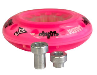 Labeda Whips Roller Hockey Wheels - Pink X-Soft 72mm - 8-Pack with Evo Spacers and Hybrid Ceramic Bearings