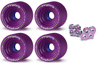 Orangatang Longboard Wheels In-Heat Purple 75mm 83A with Loaded Jehu V2 Bearings