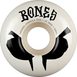 Bones Skateboard Wheels 52mm Original Formula 100A V4 Wides White