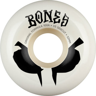 Bones Skateboard Wheels 52mm Original Formula 100A V5 Sidecuts White