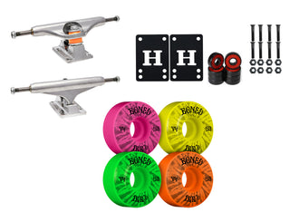 Independent Trucks 169 (9.125"), Bones 100's 53mm V4 #5 Party Wheels/Bearings/Hardware