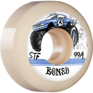 Bones Skateboard Wheels 58mm Big Rigs V5 Sidecut STF 99A White Street Tech