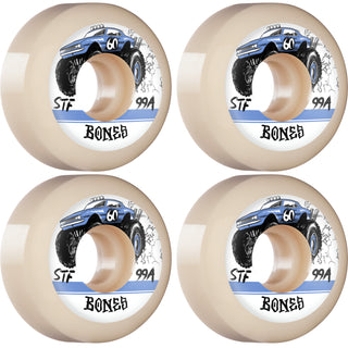 Bones Skateboard Wheels 60mm Big Rigs V5 Sidecut STF 99A White Street Tech
