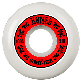 Bones Skateboard Wheels 51mm STF V2 Locks 103A White