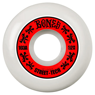 Bones Skateboard Wheels 52mm STF V2 Locks 103A White