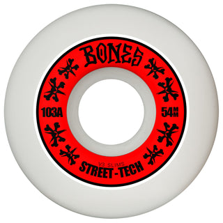 Bones Skateboard Wheels 54mm STF V3 Slims 103A White