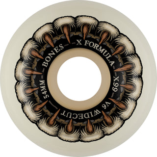 Bones Skateboard Wheels 54mm X-Formula X-Ninety-Nine V6 Wide-Cut 99A XF Grippin