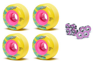 Orangatang Longboard Wheels Skiff Slasher Yellow 62mm 86A with Loaded Jehu V2 Bearings