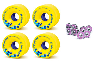 Orangatang Longboard Wheels Stimulus Yellow 70mm 86A with Loaded Jehu V2 Bearings