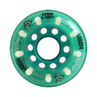 Labeda Whips Roller Hockey Wheels - Teal X-Soft 68mm - 4-Pack with Evo Spacers and Hybrid Ceramic Bearings
