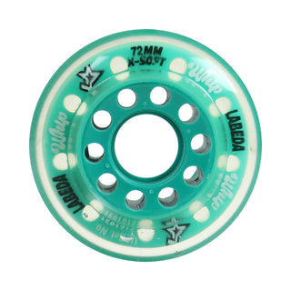 Labeda Whips Roller Hockey Wheels - Teal X-Soft 72mm - 8-Pack with Evo Spacers