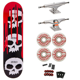 Zero Premium Skateboard with Indy Trucks, Spitfire Wheels 7.75" 3 Skulls with Blood