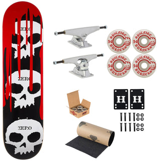 Zero Skateboard 3 Skulls with Blood 8.25" Krux, Independent, Spitfire Premium Kit