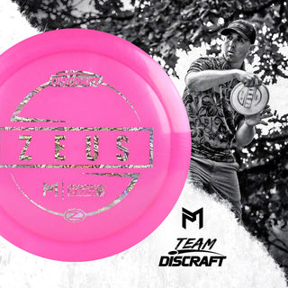 Discraft Disc Golf Paul McBeth Z Line Zeus Distance Driver 12/5/-1/3 Red/Silver Weave 167-169 grams