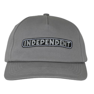 Independent Trucks Hat Bar Logo Snapback Unstructured Charcoal Tonal
