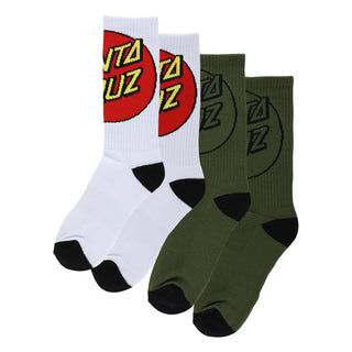 Santa Cruz Skateboards Socks Big Cruz 2-Pack White/Army Multi