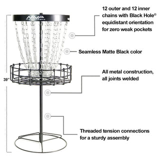 MVP Disc Golf Miniature Basket Black Hole Macro Catcher 39" Tall, 18" Diameter Target