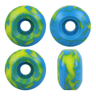 Blank Skateboard Wheels 52mm x 30mm 99A USA Made Swirl Color Blue/Yellow