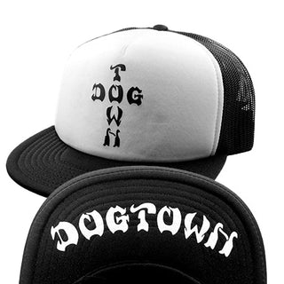 Dogtown Skateboards Hat Cross Letters Flip Mesh Snapback Black/White