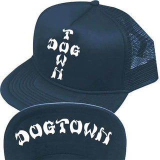Dogtown Skateboards Hat Cross Letters Flip Mesh Snapback Navy