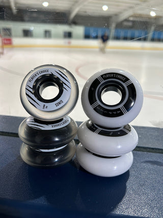 Player's Choice Indoor Roller Hockey Goalie Wheels 10-Pack - 59mm Extra Soft 74A (4) + Medium 78A (6) Concept