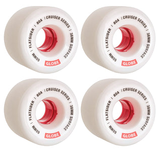 Paris Longboard Trucks V2 180mm 50Â° Raw Polished + Globe Flatsider 60mm 80a Wheels White/Red + Abec 7 Bearings