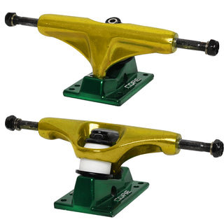 Core Hollow Trucks 5.0 (7.75") Anodized Gold With Green Base (Hollow Kingpin)