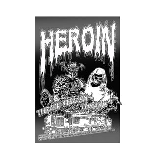 Heroin Skateboards Sticker Thrash Train Black 3.5" x 5.5"
