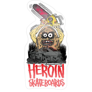 Heroin Skateboards Sticker Teggxas Chain Egg Clear 3.5" x 5.5"