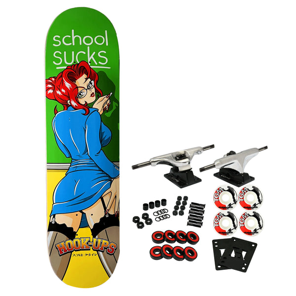 Hook Ups Skateboard Complete School Sucks 8.25